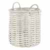 Grace Mitchell Whitewashed Round Willow Basket, Large