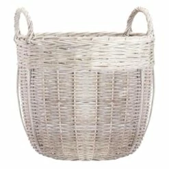 Grace Mitchell Whitewashed Willow Basket, Medium