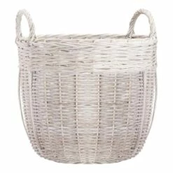 Grace Mitchell Whitewashed Willow Basket, Small