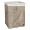 Grey Bamboo Wood Laundry Hamper With Liner, Large
