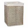Grey Bamboo Wood Laundry Hamper With Liner, Small