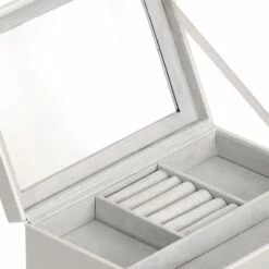 Grey Drawer Leather Jewelry Box -comprehensive Shop grey drawer leather jewelry box 2