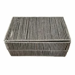 Grey Paper Storage Basket With Lid, Medium