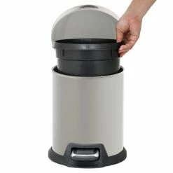Grey Round Pedal Bin, 5L -comprehensive Shop grey round pedal bin 5l 2