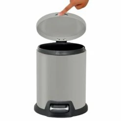 Grey Round Pedal Bin, 5L -comprehensive Shop grey round pedal bin 5l 4