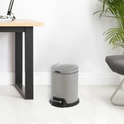 Grey Round Pedal Bin, 5L -comprehensive Shop grey round pedal bin 5l 5