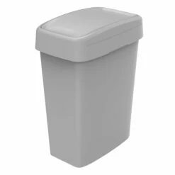 Grey Storage Rectangle Slim Swing Lid Trash Bin, 50l