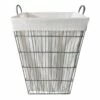 Grey Tapered Wavy Metal Wire Laundry Hamper, Large