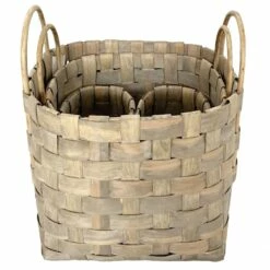Grey Wash Chip Wood Basket