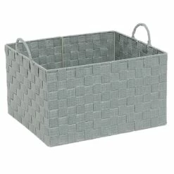 Grey Weave Storage Basket With Cutout Handles, Large