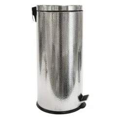 Haig Shiny Stainless Steel Embossed Step Can With Removable Liner, 30l