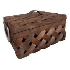 Honeybloom Chipwood Rectangle Storage Basket With Lid, Small