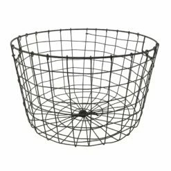 Honeybloom Tapered Dark Grey Metal Basket, Small