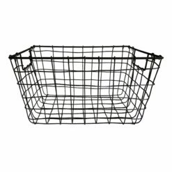 Honeybloom Tapered Dark Grey Metal Storage Basket, Medium