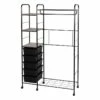 Jami Black Closet Rack With Brown Wooden Shelves