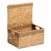 Joan Water Hyacinth Rectangle Storage Basket With Lid, Medium