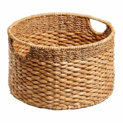 Joan Water Hyacinth Round Under The Bed Storage Basket, Medium