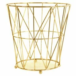 Keira Harvest Gold Wire Waste Bin, 10"