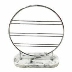 Laila Ali Chrome Jewelry Holder With Marbled Base, 8.5"
