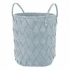 Laila Ali Round Woven Blue Felt Laundry Hamper