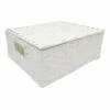 Large Paper Rope Rectangle Basket White With Lid