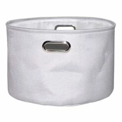 Light Grey Round Fabric Storage Basket, Small