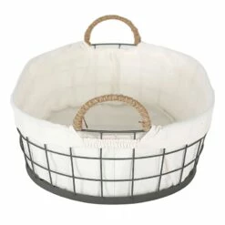 Lined Oval Storage Basket, Large 5 Lined Oval Storage Basket, Large -comprehensive Shop lined oval storage basket large 2