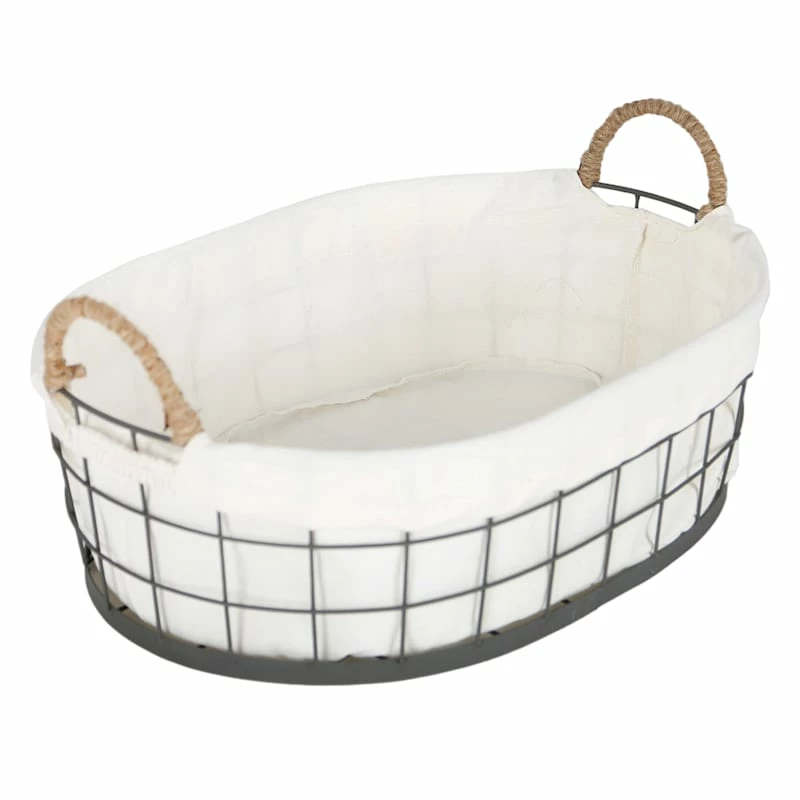 Lined Oval Storage Basket, Large 1 Lined Oval Storage Basket, Large