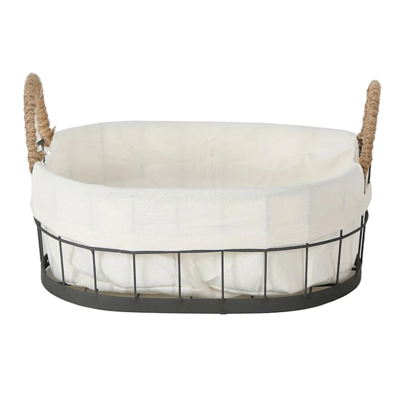 Lined Oval Storage Basket, Medium 2 Lined Oval Storage Basket, Medium - Image 2