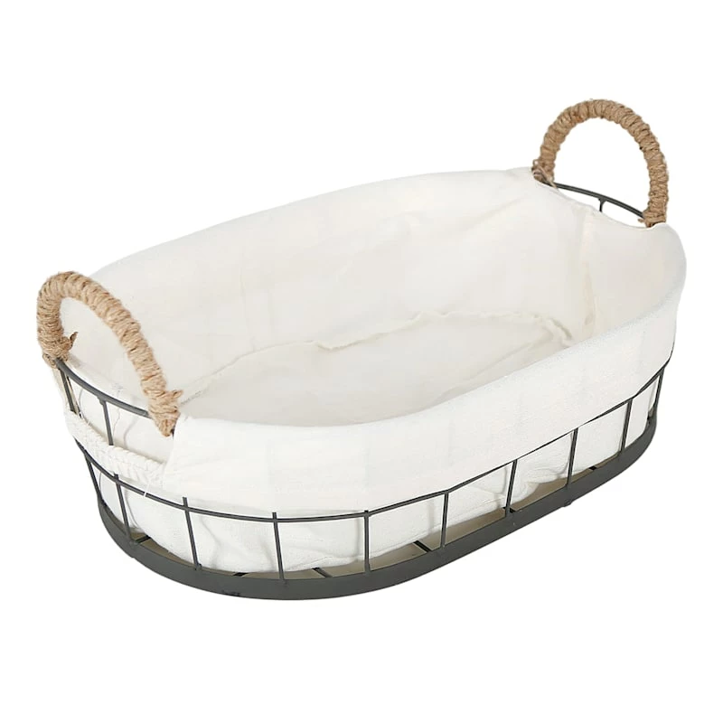 Lined Oval Storage Basket, Medium 1 Lined Oval Storage Basket, Medium