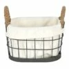 Lined Oval Wire Storage Basket, Small