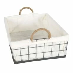 Lined Rectangle Wire Basket, Large -comprehensive Shop lined rectangle wire basket large 2