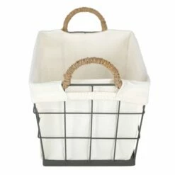 Lined Rectangle Wire Storage Basket, Large -comprehensive Shop lined rectangle wire storage basket large 2
