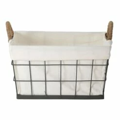 Lined Rectangle Wire Storage Basket, Large