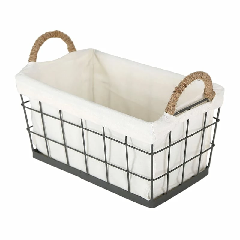 Lined Rectangle Wire Storage Basket, Medium 2 Lined Rectangle Wire Storage Basket, Medium - Image 2