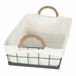 Lined Rectangle Wire Storage Basket, Small -comprehensive Shop lined rectangle wire storage basket small 2