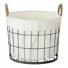 Lined Round Wire Storage Basket, Medium