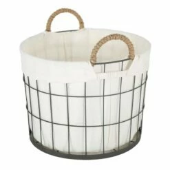 Lined Round Wire Storage Basket, Medium 5 Lined Round Wire Storage Basket, Medium -comprehensive Shop lined round wire storage basket medium 2