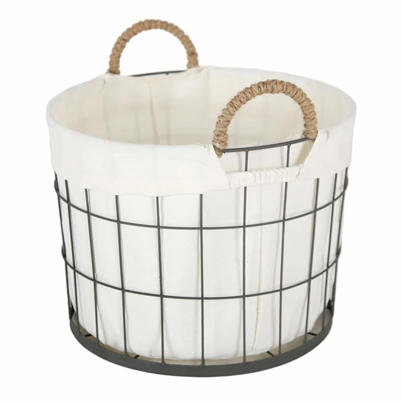 Lined Round Wire Storage Basket, Medium 3 Lined Round Wire Storage Basket, Medium - Image 3