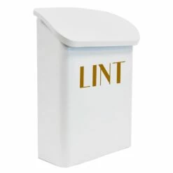 Lombard White & Gold Metal Laundry Lint Box