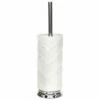 Marit White Ceramic Toilet Bowl Brush & Chrome Handle Base
