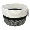 Marly Black Striped Round Storage Basket, Large