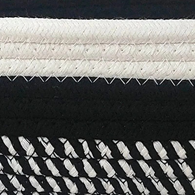 Marly Black Striped Round Storage Basket, Small 2 Marly Black Striped Round Storage Basket, Small - Image 2