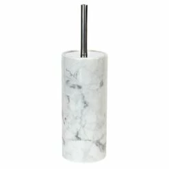 Marmar Marbled Print Ceramic Toilet Bowl Brush With Chrome Handle