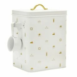 Matisse White & Gold Canister, Large