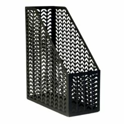 Matte Black Chevron Punched Metal File Organizer Magazine Holder