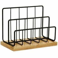 Matte Black Wire & Bamboo Wood Letter Sorter