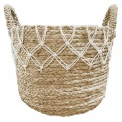 Mendong Round Natural Basket Crochet Large