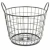 Metal Round Wire Grid Basket With Handle, Medium