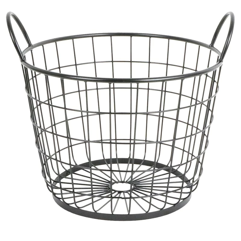 Metal Round Wire Grid Basket With Handle, Small 1 Metal Round Wire Grid Basket With Handle, Small